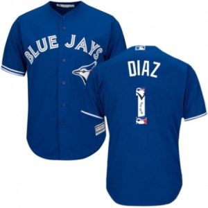 Mens Majestic Toronto Blue Jays #1 Aledmys Diaz Authentic Blue Team Logo Fashion MLB Jersey  For Sale