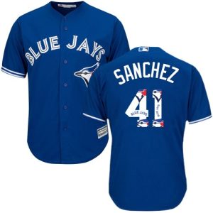 Mens Majestic Toronto Blue Jays #41 Aaron Sanchez Authentic Blue Team Logo Fashion MLB Jersey  For Sale