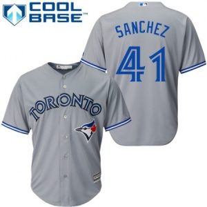 Mens Majestic Toronto Blue Jays #41 Aaron Sanchez Replica Grey Road MLB Jersey  For Sale