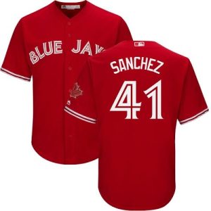 Mens Majestic Toronto Blue Jays #41 Aaron Sanchez Replica Scarlet Alternate Cool Base MLB Jersey  For Sale