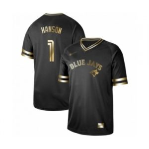 Mens Toronto Blue Jays #1 Alen Hanson Authentic Black Gold Fashion Baseball Jersey  For Sale