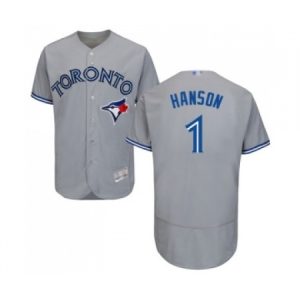 Mens Toronto Blue Jays #1 Alen Hanson Grey Road Flex Base Authentic Collection Baseball Jersey  For Sale