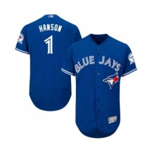 Mens Toronto Blue Jays #1 Alen Hanson Royal Blue Alternate Flex Base Authentic Collection Baseball Jersey  For Sale