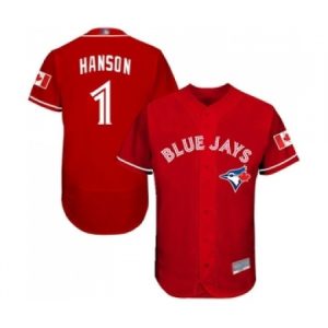Mens Toronto Blue Jays #1 Alen Hanson Scarlet Alternate Flex Base Authentic Collection Alternate Baseball Jersey  For Sale