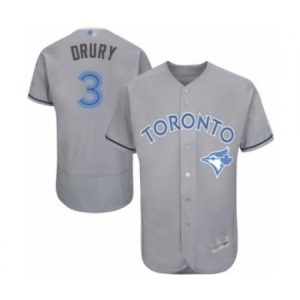 Mens Toronto Blue Jays #3 Brandon Drury Grey Road Flex Base Authentic Collection Baseball Player Jersey  For Sale