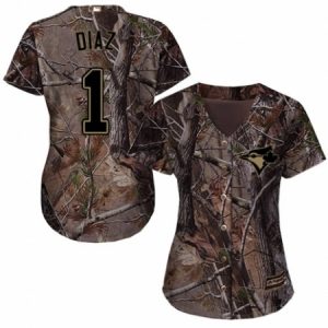 Women’s Majestic Toronto Blue Jays #1 Aledmys Diaz Authentic Camo Realtree Collection Flex Base MLB Jersey  For Sale