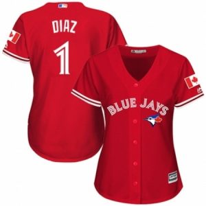 Women’s Majestic Toronto Blue Jays #1 Aledmys Diaz Authentic Scarlet Alternate MLB Jersey  For Sale