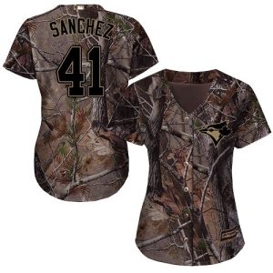 Women’s Majestic Toronto Blue Jays #41 Aaron Sanchez Authentic Camo Realtree Collection Flex Base MLB Jersey  For Sale