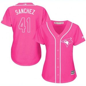 Women’s Majestic Toronto Blue Jays #41 Aaron Sanchez Authentic Pink Fashion Cool Base MLB Jersey  For Sale