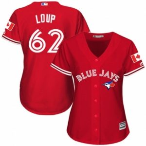 Women’s Majestic Toronto Blue Jays #62 Aaron Loup Authentic Scarlet Alternate MLB Jersey  For Sale