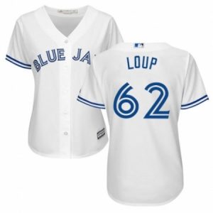 Women’s Majestic Toronto Blue Jays #62 Aaron Loup Authentic White Home MLB Jersey  For Sale