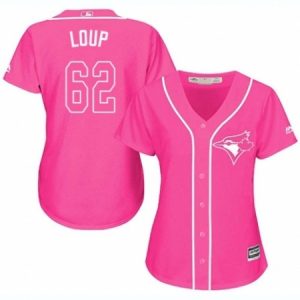 Women’s Majestic Toronto Blue Jays #62 Aaron Loup Replica Pink Fashion Cool Base MLB Jersey  For Sale