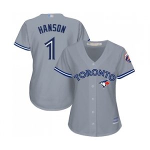 Women’s Toronto Blue Jays #1 Alen Hanson Replica Grey Road Baseball Jersey  For Sale