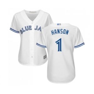 Women’s Toronto Blue Jays #1 Alen Hanson Replica White Home Baseball Jersey  For Sale