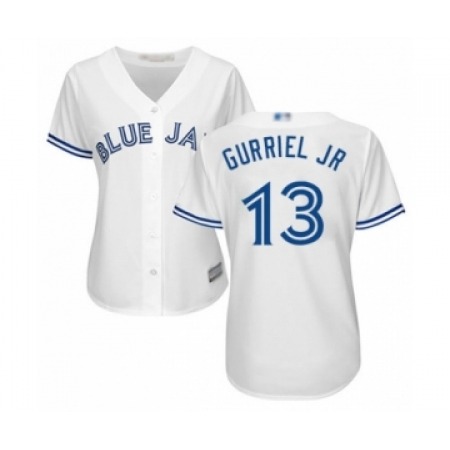 Women's Toronto Blue Jays #13 Lourdes Gurriel Jr. Authentic White Home Baseball Player Jersey