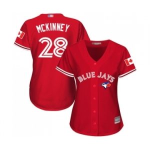 Women’s Toronto Blue Jays #28 Billy McKinney Replica Scarlet Alternate Baseball Jersey  For Sale