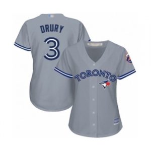 Women’s Toronto Blue Jays #3 Brandon Drury Authentic Grey Road Baseball Player Jersey  For Sale