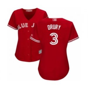 Women’s Toronto Blue Jays #3 Brandon Drury Authentic Scarlet Alternate Baseball Player Jersey  For Sale