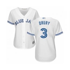 Women’s Toronto Blue Jays #3 Brandon Drury Authentic White Home Baseball Player Jersey  For Sale