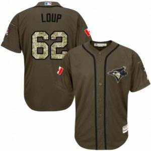 Youth Majestic Toronto Blue Jays #62 Aaron Loup Authentic Green Salute to Service MLB Jersey  For Sale