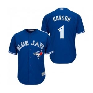 Youth Toronto Blue Jays #1 Alen Hanson Replica Blue Alternate Baseball Jersey  For Sale
