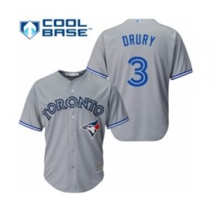 Youth Toronto Blue Jays #3 Brandon Drury Authentic Grey Road Baseball Player Jersey  For Sale